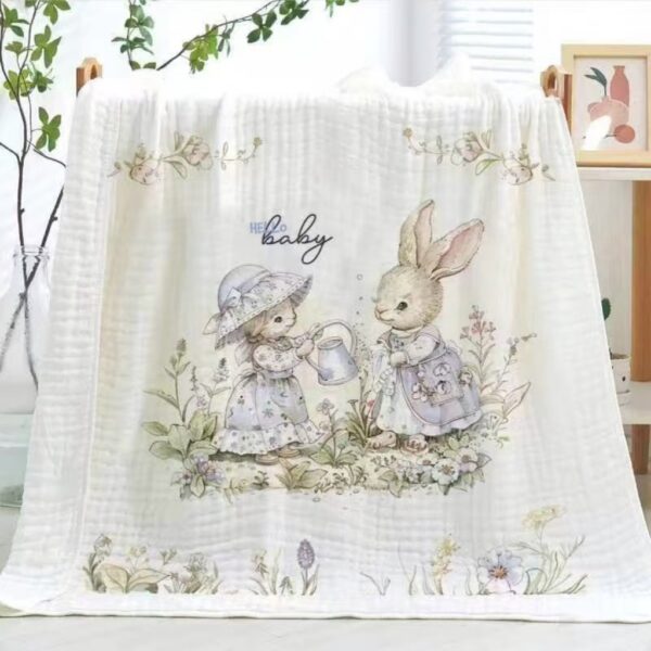 Cute Bunny Printed Cotton Bath Towel