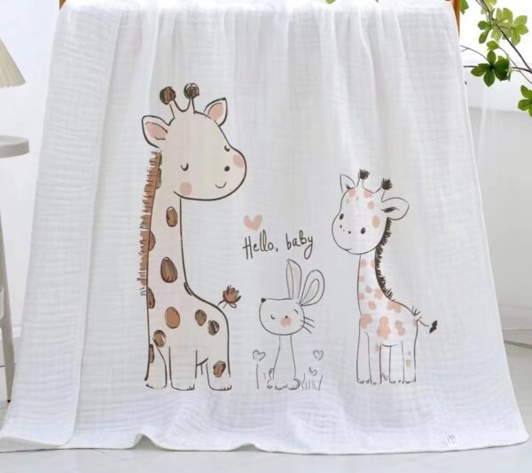 Cute Giraffe Printed Cotton Bath Towel