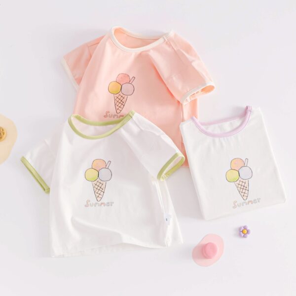 Baby Girl/Boy Cotton Icecream Printed Short-sleeve Tee