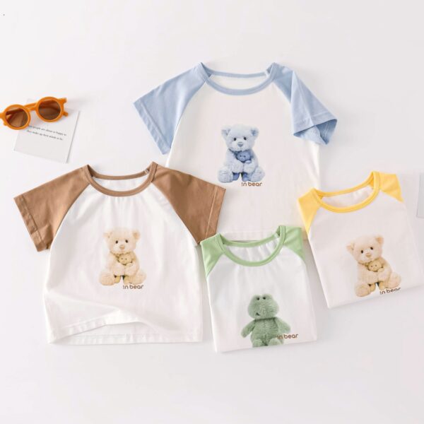 Baby Boy/Girl Cotton Bear Printed Short-sleeve Tee