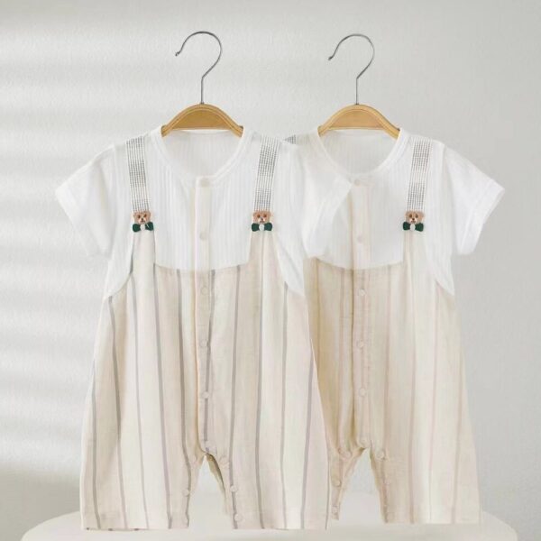 Baby Boy/Girl Cotton Bear Style Short-sleeve Romper