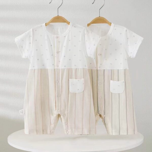 Baby Boy/Girl Cotton Dots Printed Short-sleeve Romper