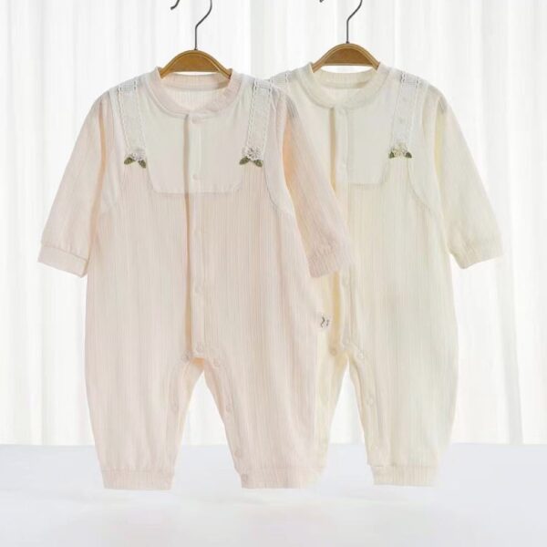 Baby Girl Cotton Flower Style Long-sleeve Jumpsuit