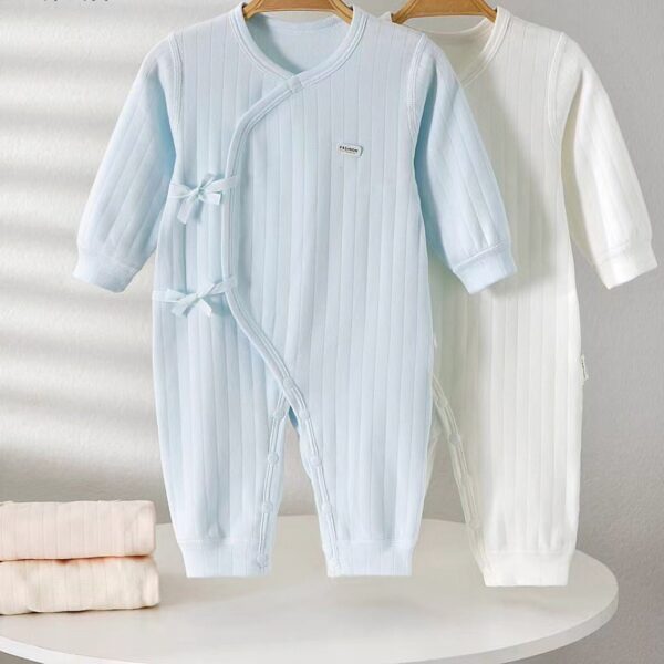 Baby Boy/Girl Cotton Solid Color Long-sleeve Jumpsuit